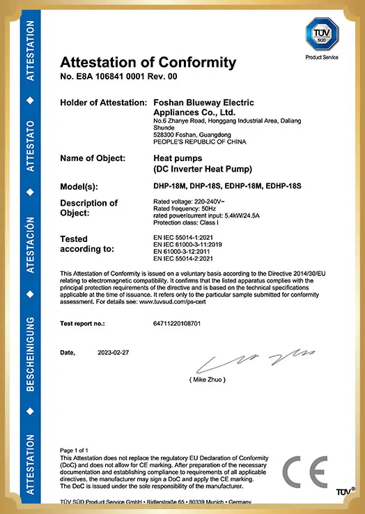 Household Air Cooled Water Chiller certification2